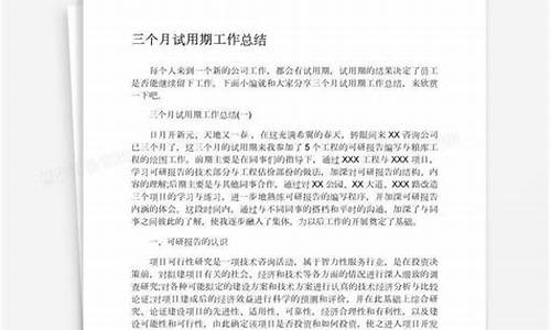 三个月试用期工作总结_三个月试用期工作总结500字